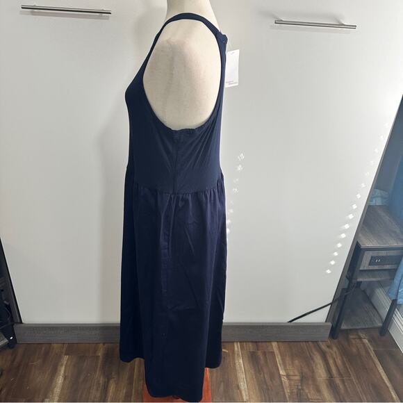 Madison & Berkeley Size M Navy Blue Midi Tank Dress Neutral Layering Minimalist - Picture 4 of 12